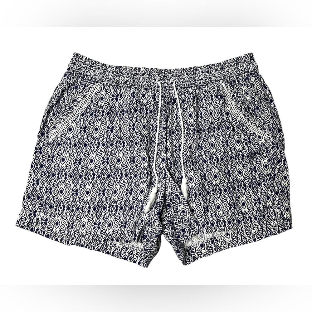 Briggs New York Size XL Women’s Shorts Linen Blend Pull-On Summer Blue White - Picture 3 of 16